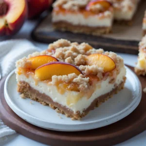 Peach Cobbler Cheesecake Bars