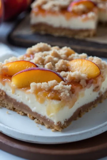 Peach Cobbler Cheesecake Bars
