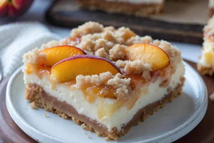 Peach Cobbler Cheesecake Bars