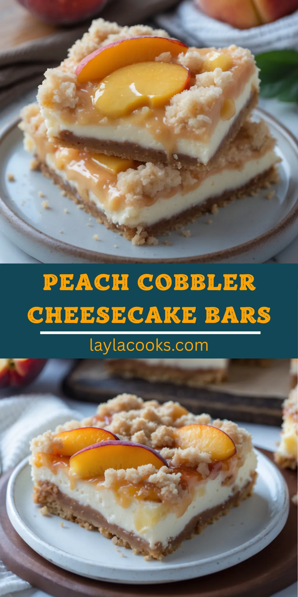 Peach Cobbler Cheesecake Bars