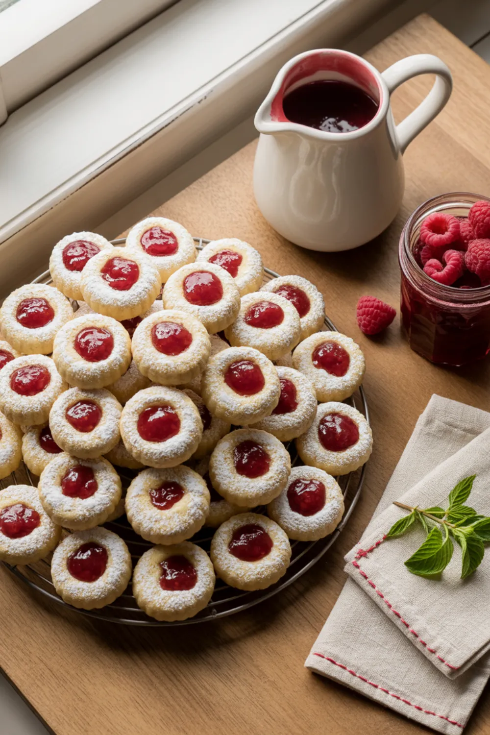 Raspberry Jam Amaretti Cookies