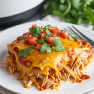 Slow Cooker Chicken Enchilada Casserole