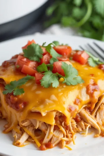 Slow Cooker Chicken Enchilada Casserole