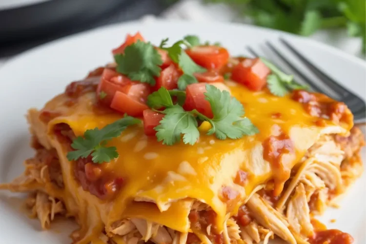 Slow Cooker Chicken Enchilada Casserole