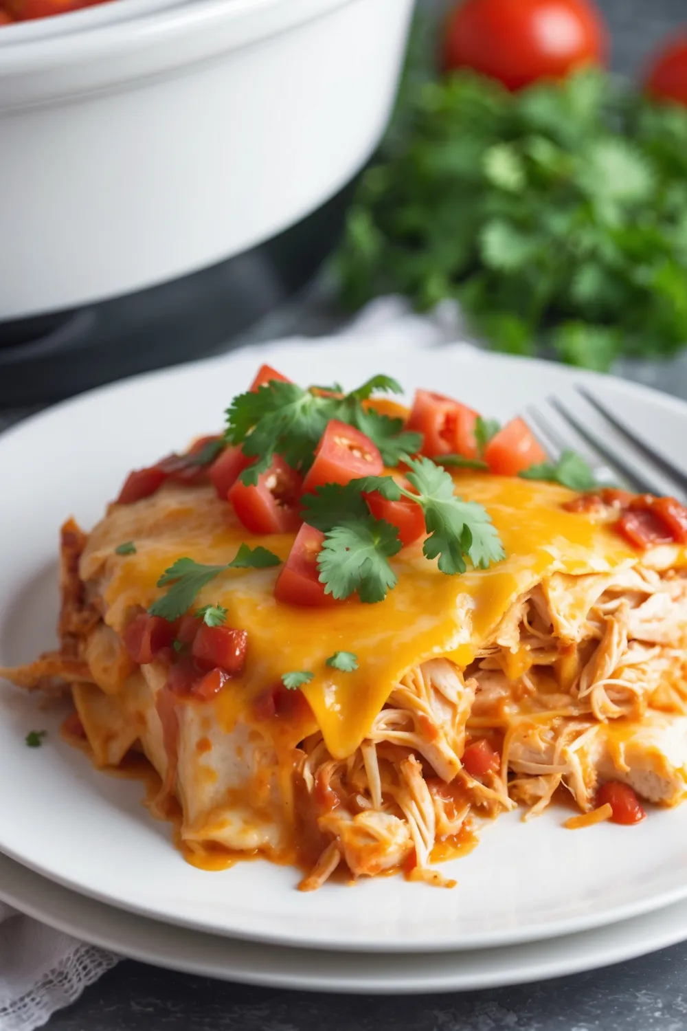 Slow Cooker Chicken Enchilada Casserole