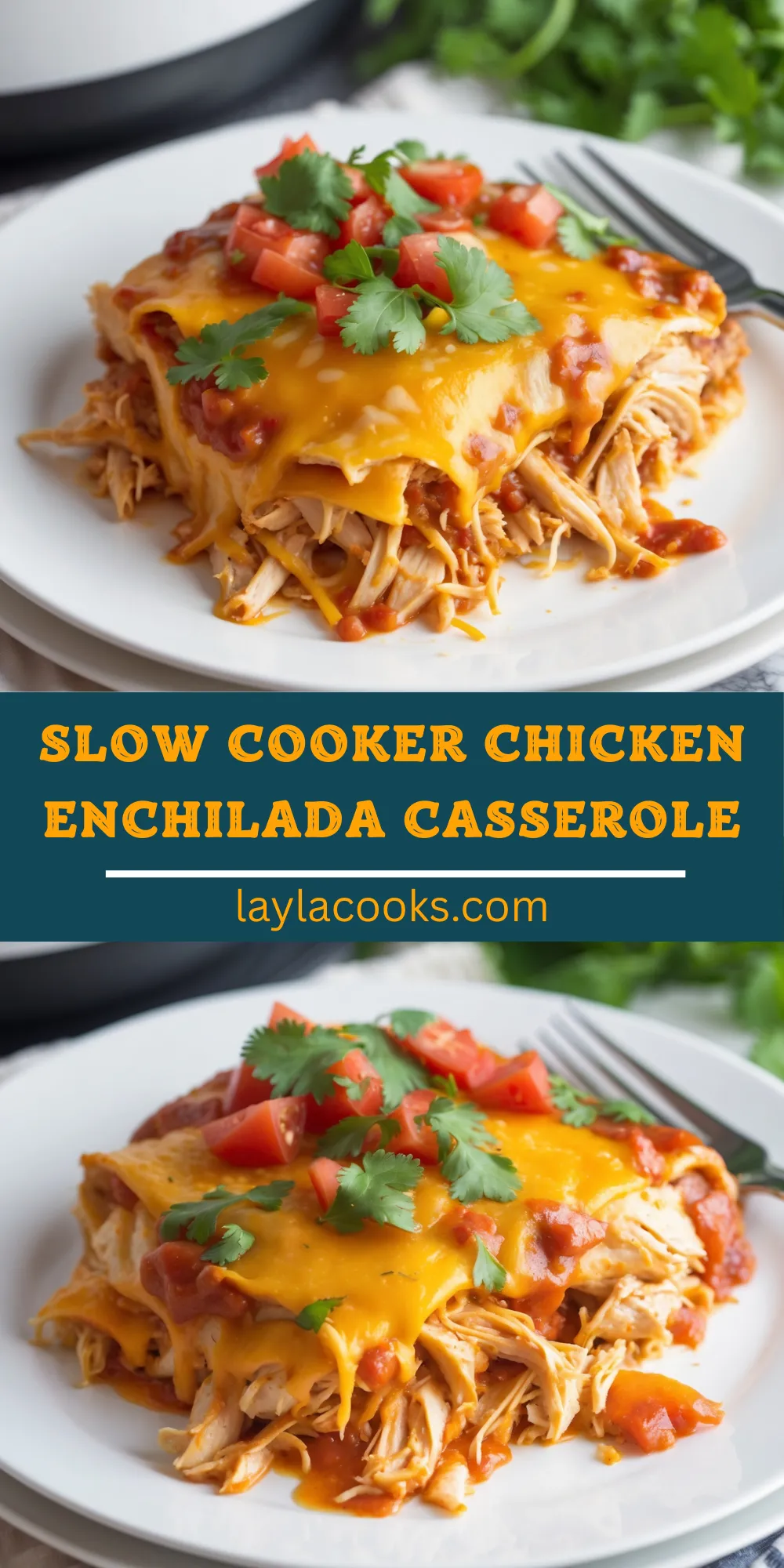 Slow Cooker Chicken Enchilada Casserole