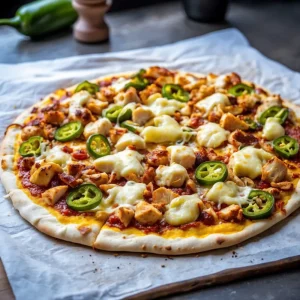 Spicy Chicken and Pickled Jalapeño Pizza