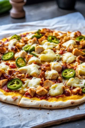 Spicy Chicken and Pickled Jalapeño Pizza