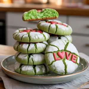 Vegan Grinch Crinkle Cookies
