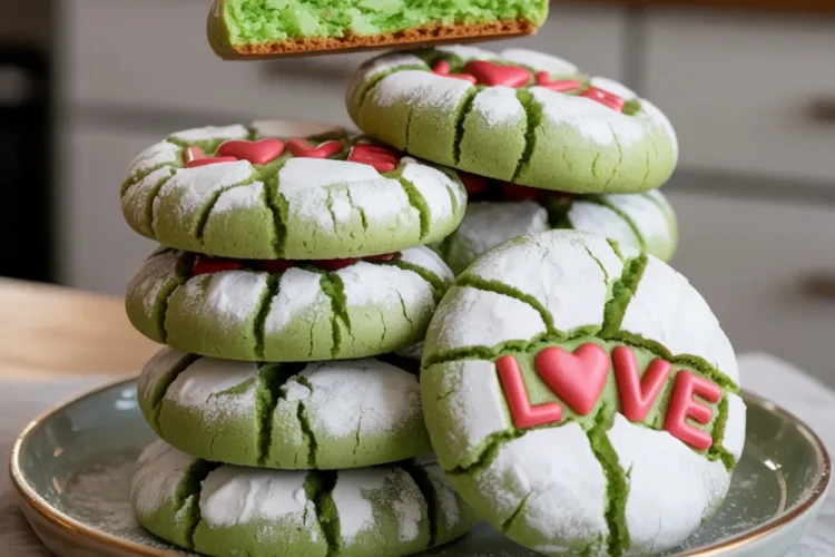 Vegan Grinch Crinkle Cookies